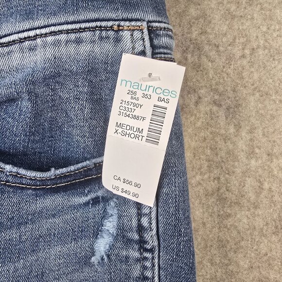 Maurices Slim Bootcut High Rise Distressed Jeans Medium X-Short Original Fit - Picture 7 of 11
